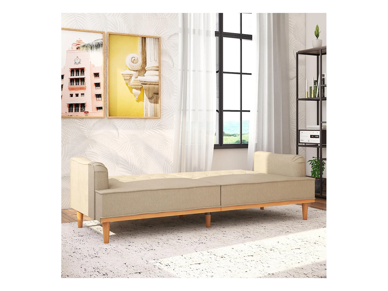 Stella | Canapé lit 3 places en lin tan