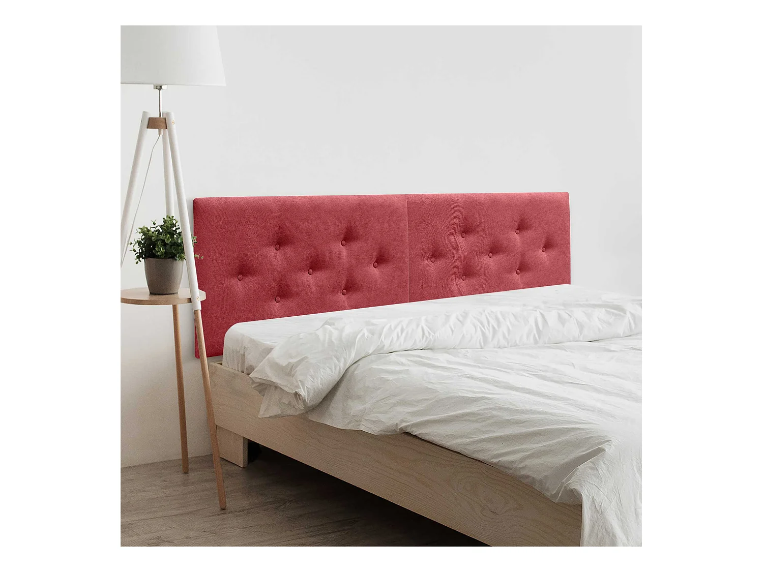 DHOME Tête de Lit en Tissu ACUALINE avec 3 Rangées Entrelacées de Boutons Tête de Lit Capitonnée de Luxe(Rouge, 220cm (2 pièces))