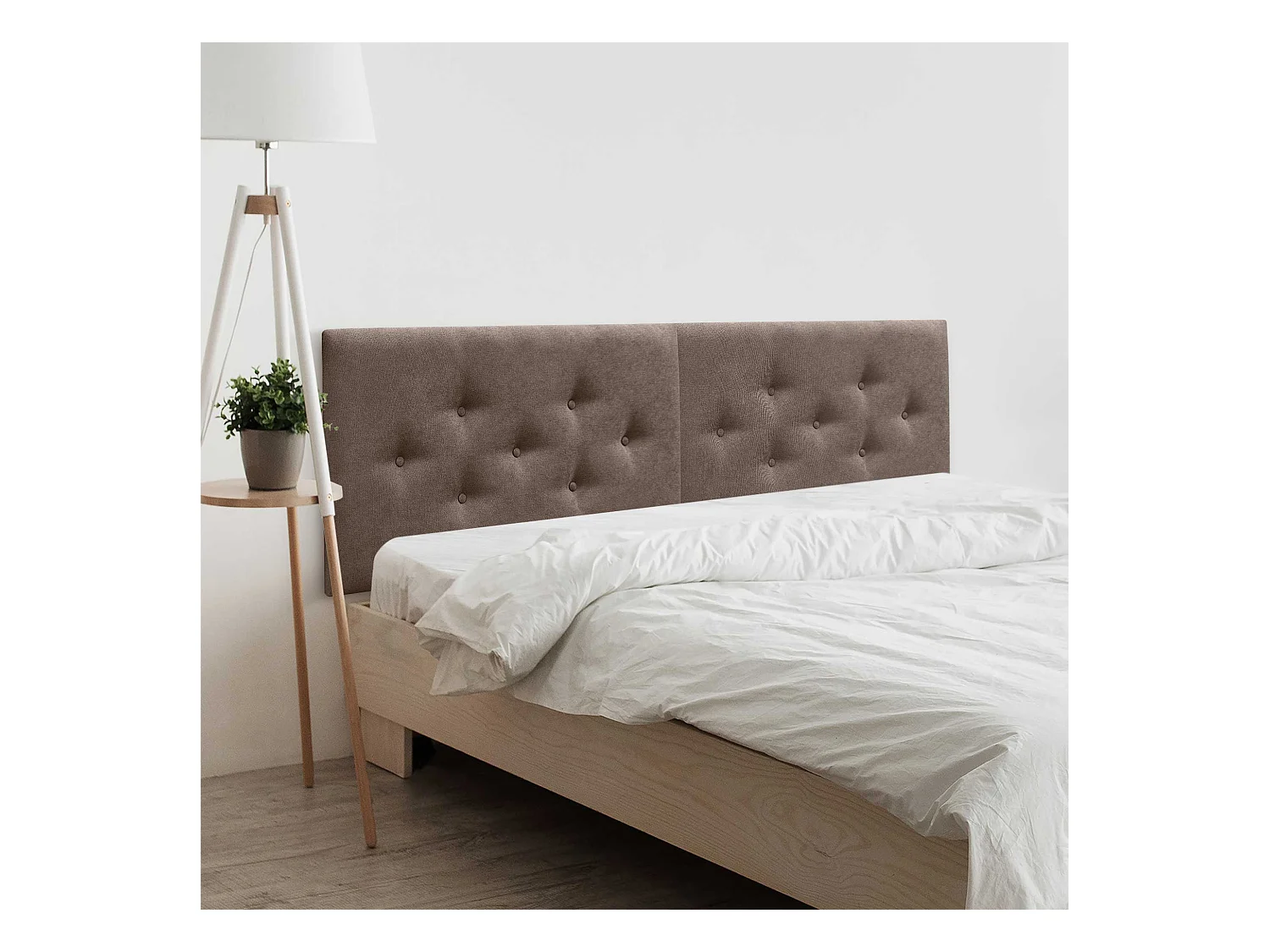DHOME Tête de Lit en Tissu ACUALINE avec 3 Rangées Entrelacées de Boutons Tête de Lit Capitonnée de Luxe(Marrón, 180cm (2 pièces))