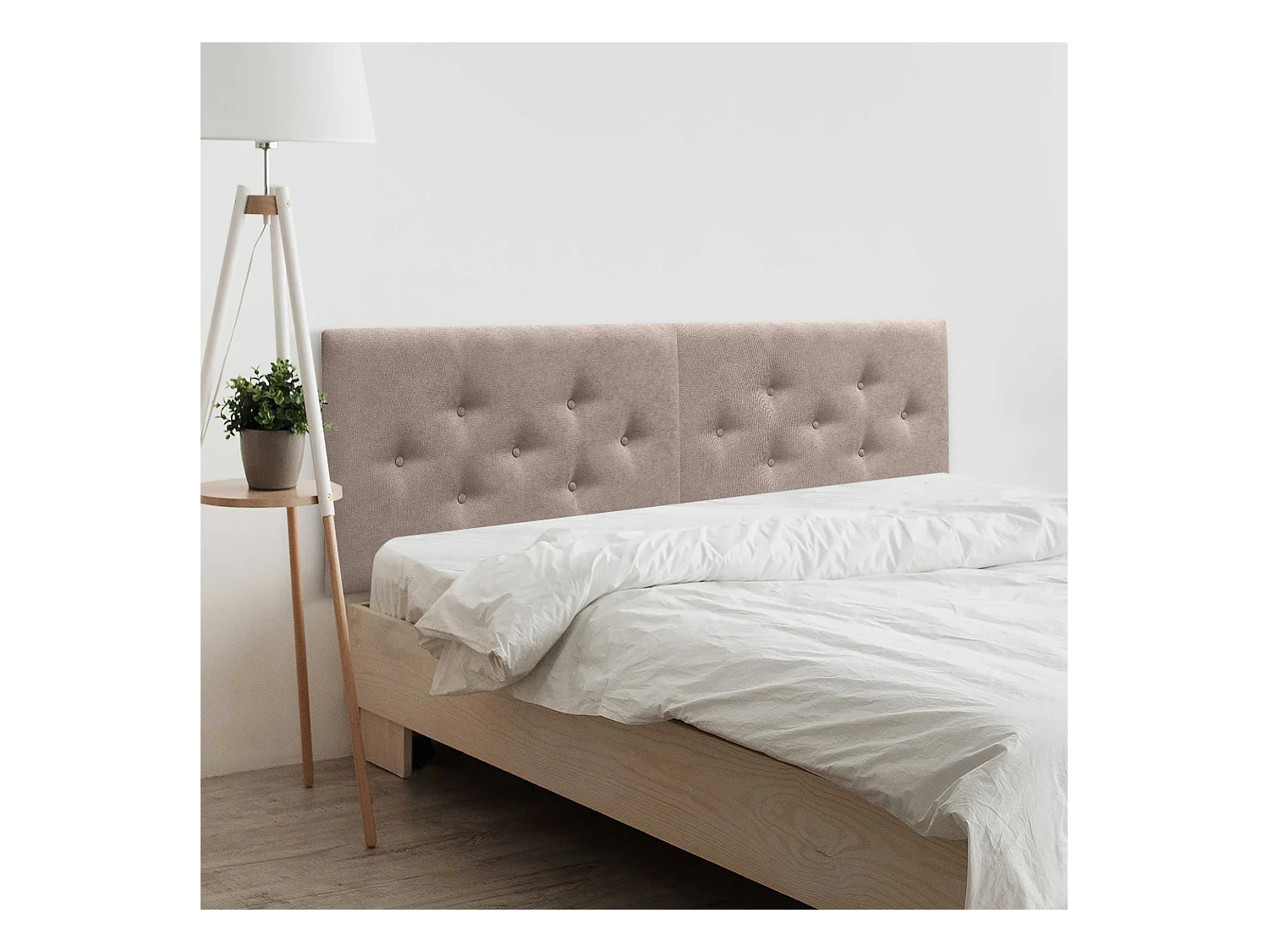 DHOME Tête de Lit en Tissu ACUALINE avec 3 Rangées Entrelacées de Boutons Tête de Lit Capitonnée de Luxe(Tierra, 210cm (2 pièces))