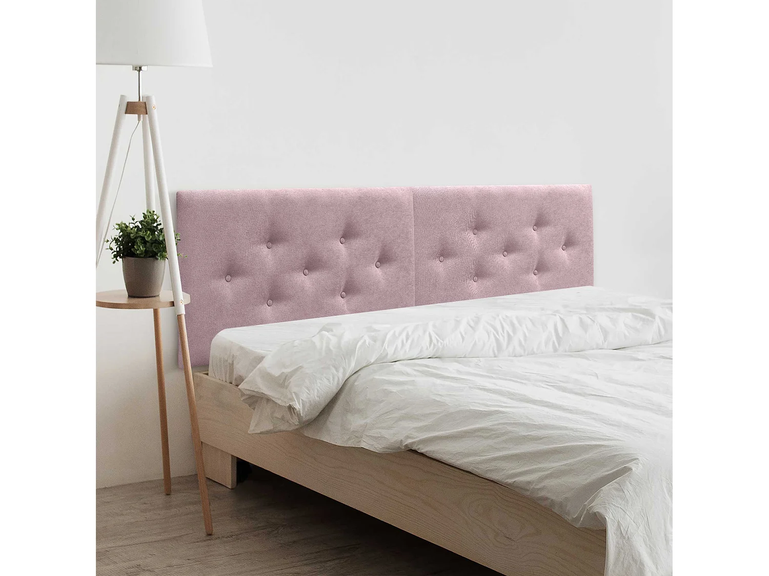 DHOME Tête de Lit en Tissu ACUALINE avec 3 Rangées Entrelacées de Boutons Tête de Lit Capitonnée de Luxe(Rose, 180cm (2 pièces))