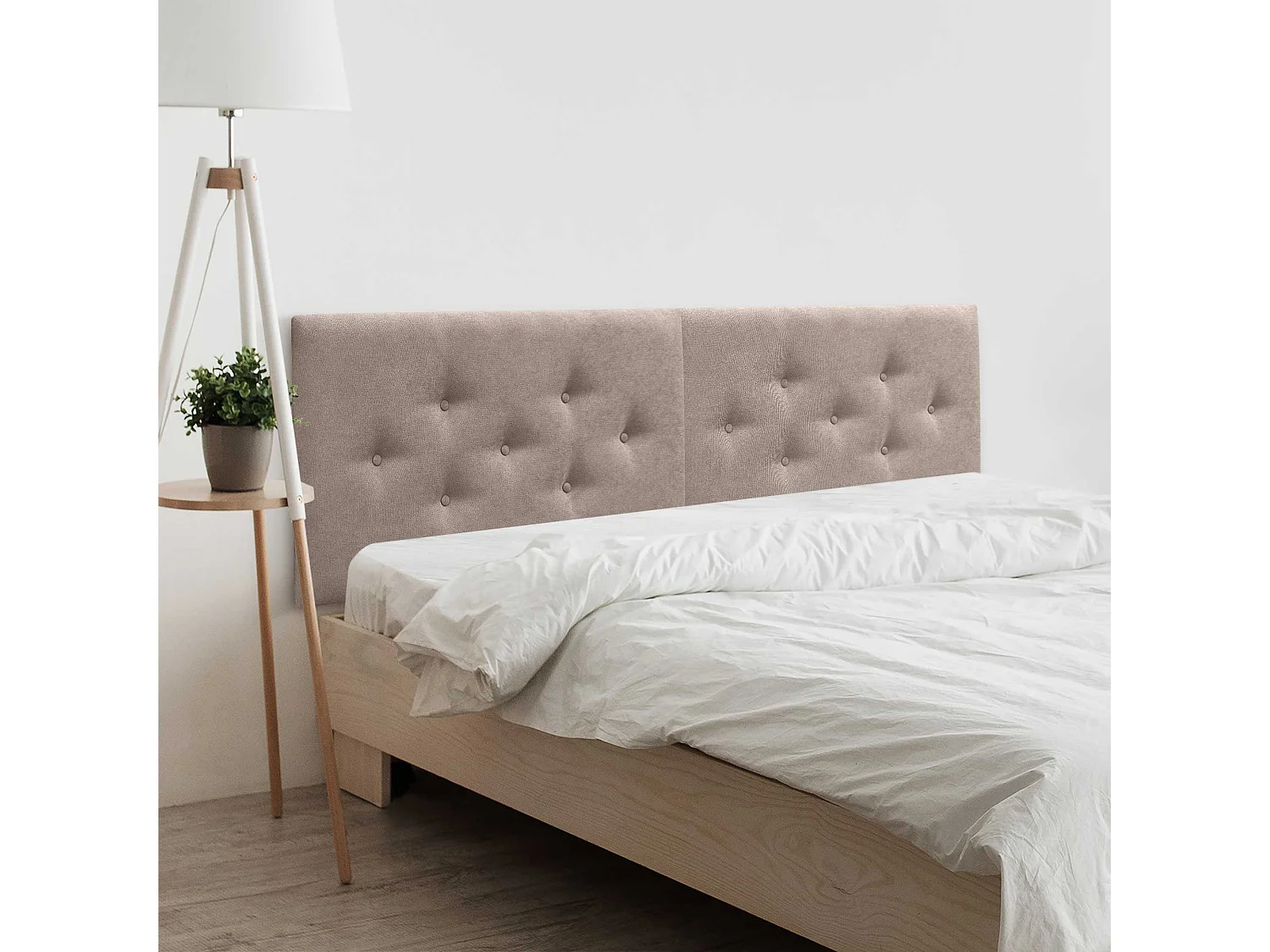 DHOME Tête de Lit en Tissu ACUALINE avec 3 Rangées Entrelacées de Boutons Tête de Lit Capitonnée de Luxe(Tierra, 190cm (2 pièces))
