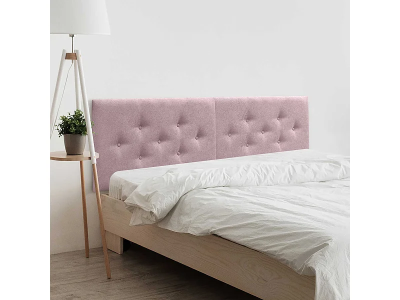 DHOME Hoofdbord van ACUALINE-stof met 3 verspringende rijen knopen, luxe gestoffeerd bedhoofdbord (Roze, 160cm (2-delig))