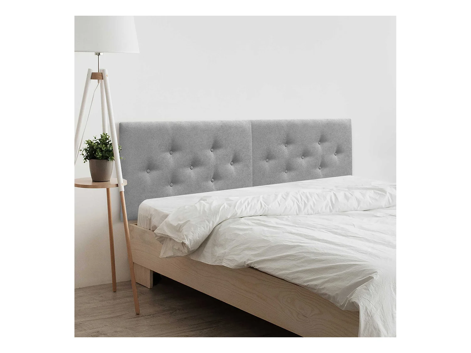DHOME Tête de Lit en Tissu ACUALINE avec 3 Rangées Entrelacées de Boutons Tête de Lit Capitonnée de Luxe(Gris, 160cm (2 pièces))
