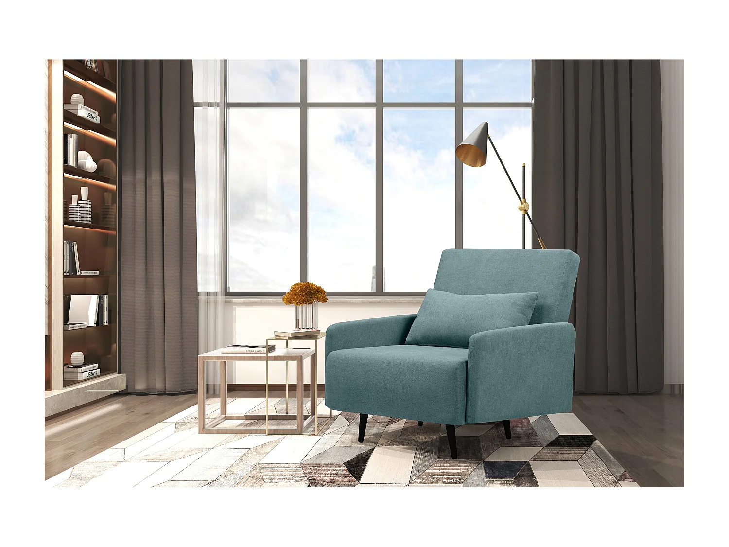 Mallory | Tagesbett mit Armlehnen in Petrol