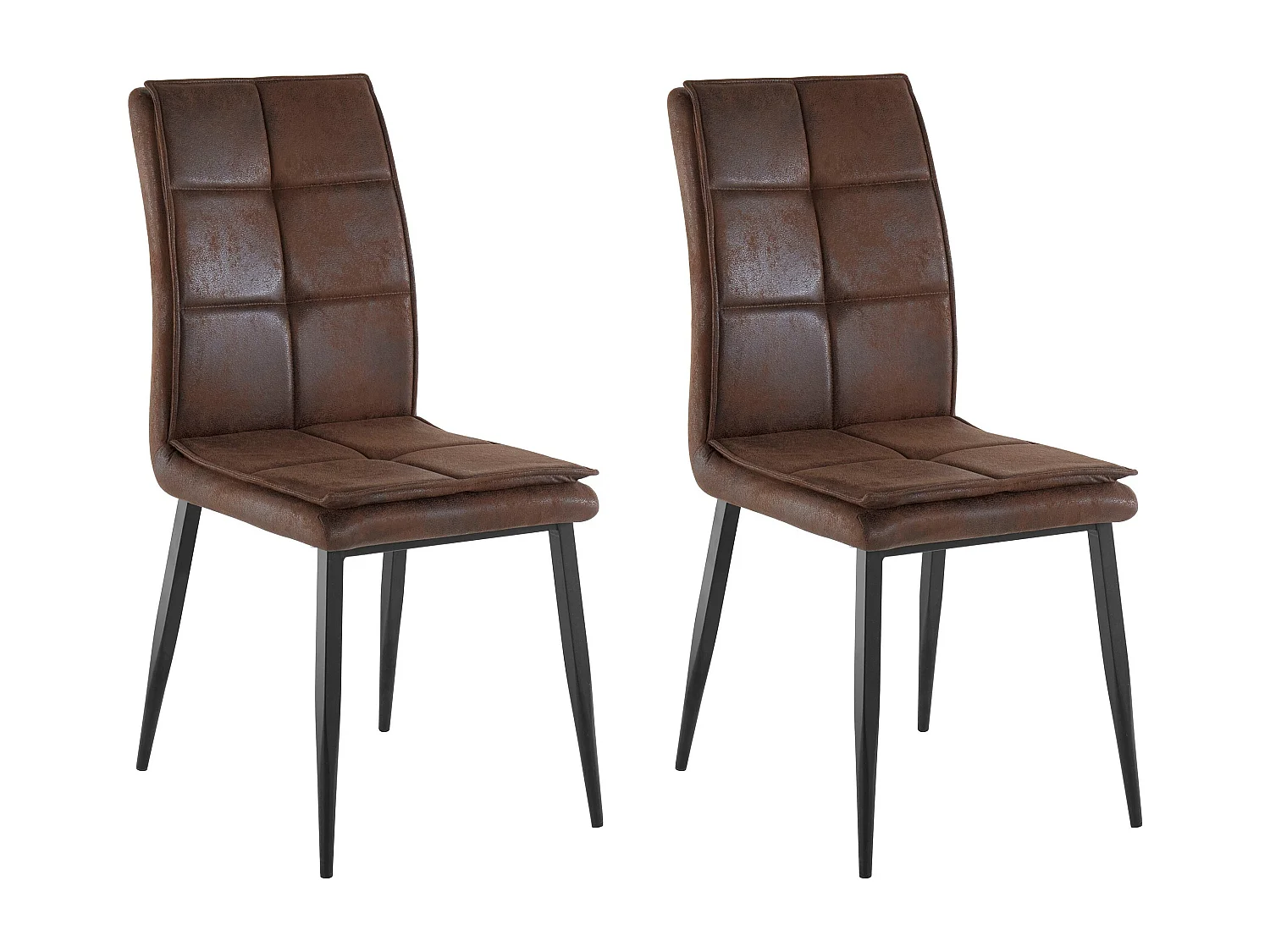 Lima | Chaise en microfibre Marron / métal, 2 pièces