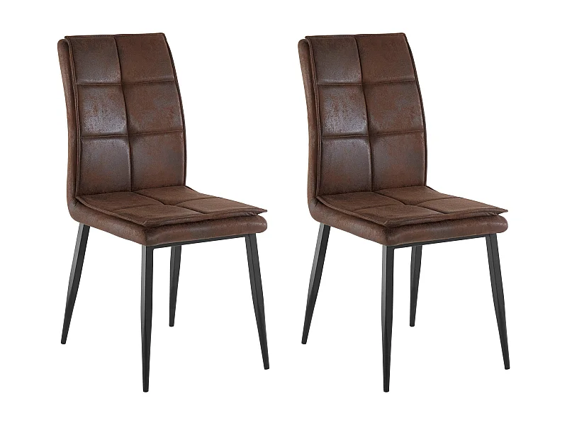 Lima | Chaise en microfibre Marron / métal, 2 pièces