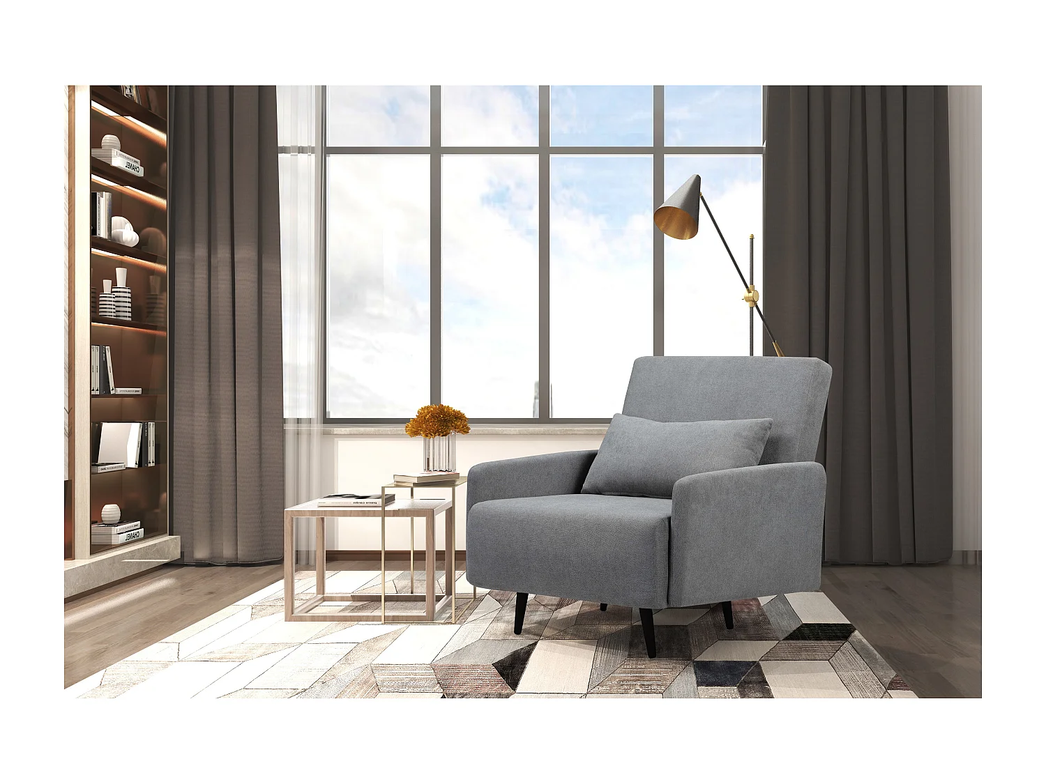 Mallory | Lit de jour avec accoudoirs en anthracite