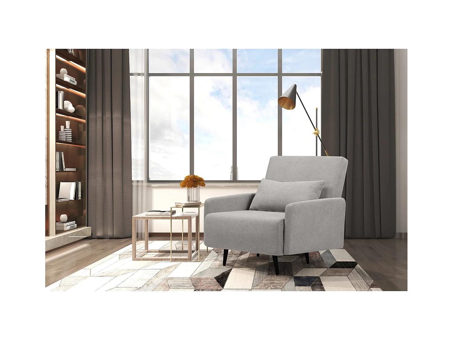 Mallory | Lit de jour avec accoudoirs en Gris