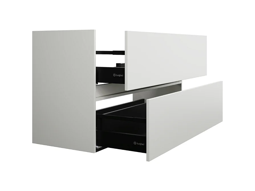 Pack meuble de salle de bain simple vasque 80 cm BURGBAD Joline blanc mat + colonne