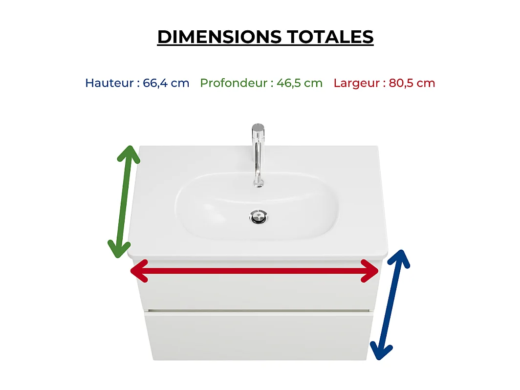 Pack meuble de salle de bain simple vasque 80 cm BURGBAD Joline blanc mat + colonne