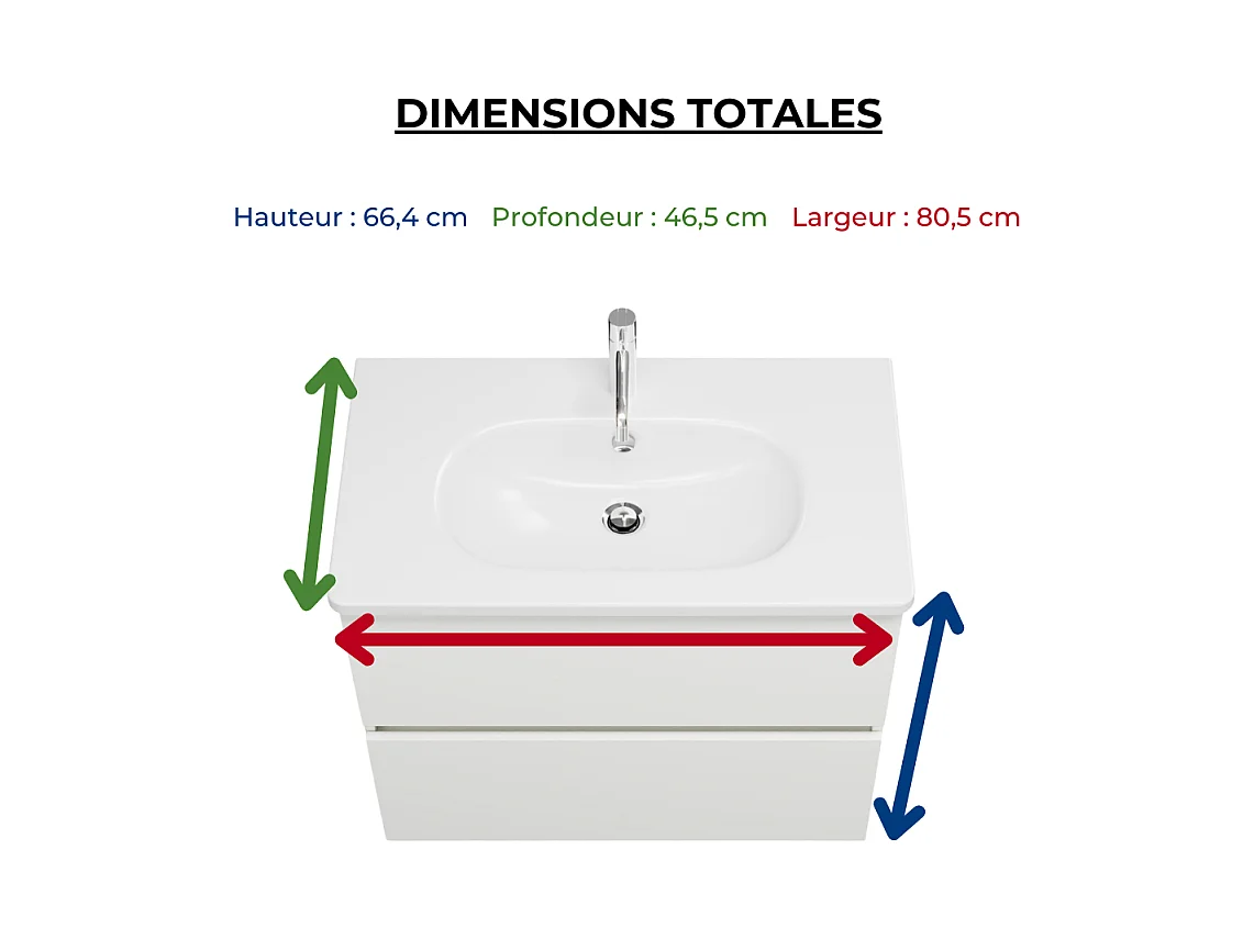 Pack meuble de salle de bain simple vasque 80 cm BURGBAD Joline blanc mat + colonne