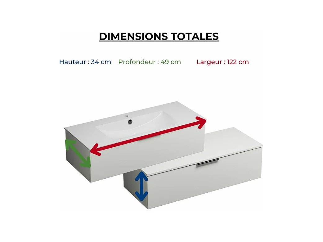 Meuble salle de bain vasque BURGBAD Olena en décaler 120 cm blanc brillant + colonne