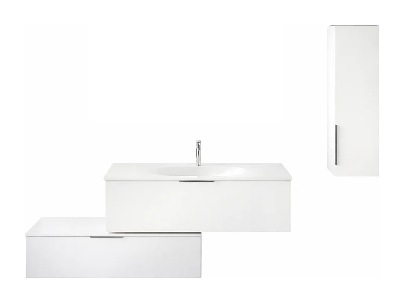 Meuble vasque 120 cm BURGBAD Olena en décaler blanc brillant + colonne