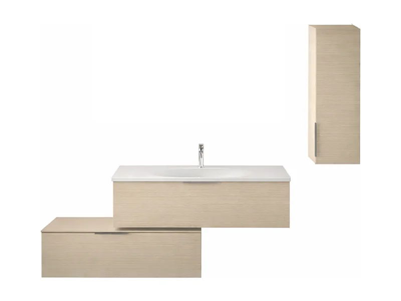 Meuble vasque 120 cm BURGBAD Olena en décaler chêne clair + colonne