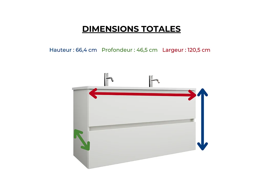 Pack meuble de salle de bain double vasque 120 cm blanc mat BURGBAD Joline + colonne