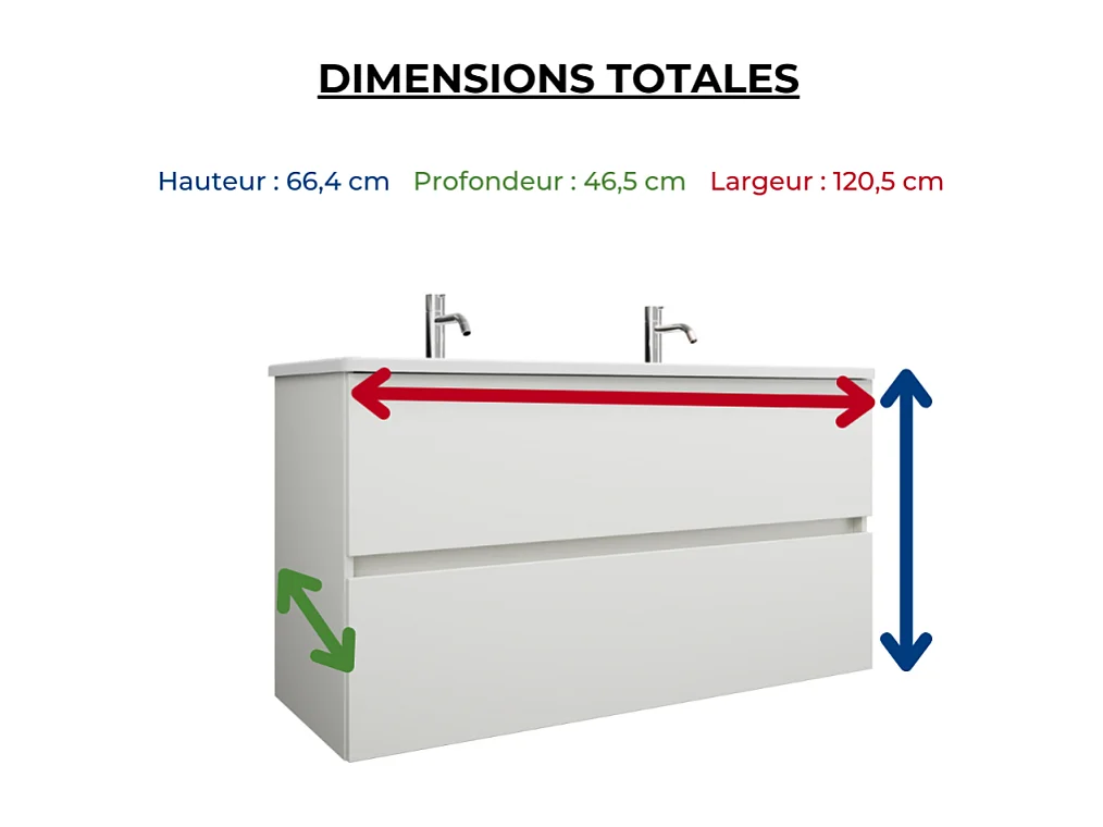 Pack meuble de salle de bain double vasque 120 cm blanc mat BURGBAD Joline + colonne