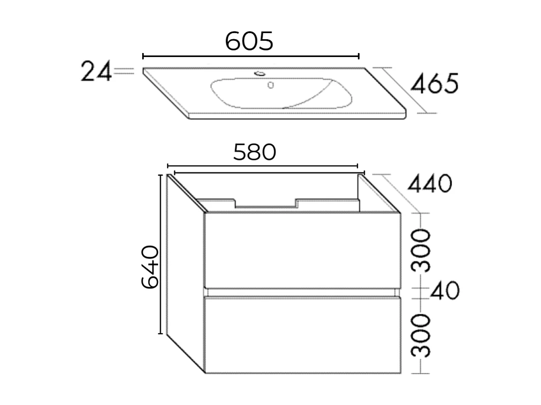 Pack meuble de salle de bain simple vasque BURGBAD Joline 60 cm chêne + colonne