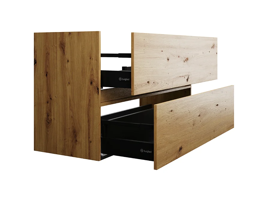 Pack meuble de salle de bain simple vasque BURGBAD Joline 80 cm chêne + colonne