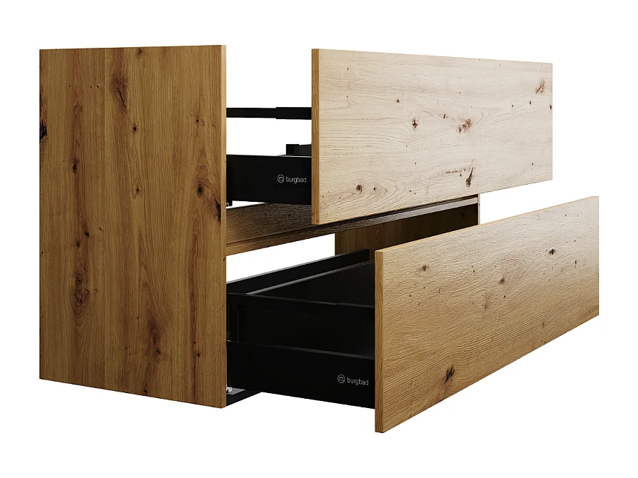 Pack meuble de salle de bain simple vasque BURGBAD Joline 80 cm chêne + colonne