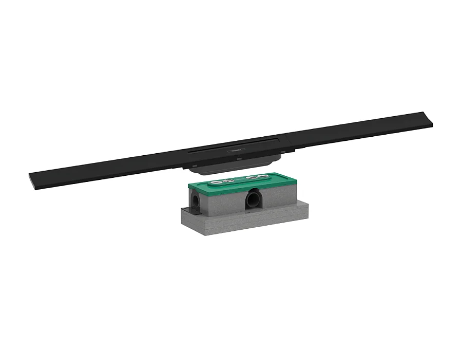 Caniveau de douche HANSGROHE RainDrain Flex 90 Noir mat + Corps encastré à faible hauteur