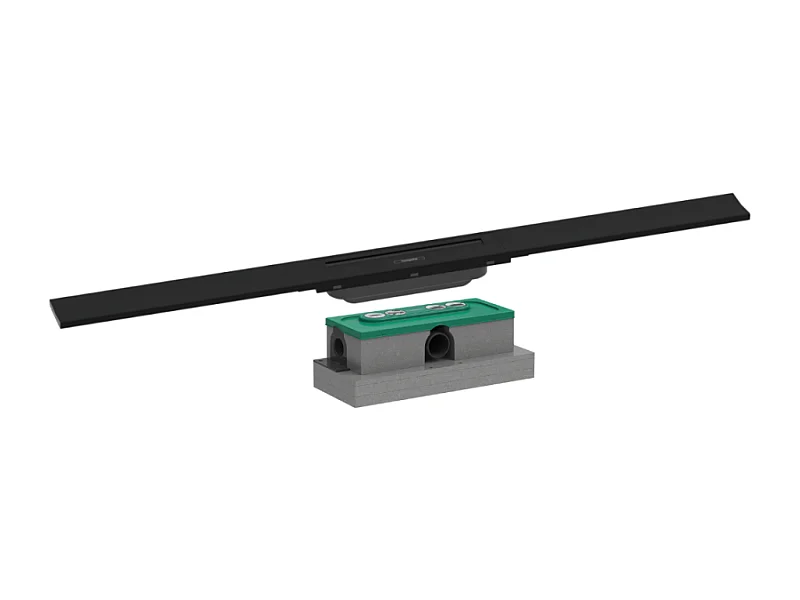Caniveau de douche HANSGROHE RainDrain Flex 90 Noir mat + Corps encastré à faible hauteur