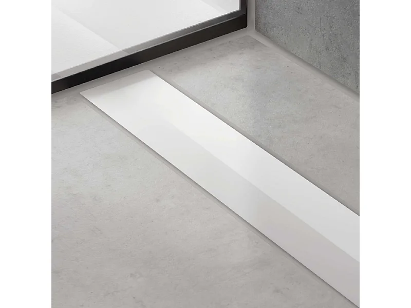 Caniveau de douche HANSGROHE RainDrain Flex 80 Blanc mat + Corps encastré à faible hauteur