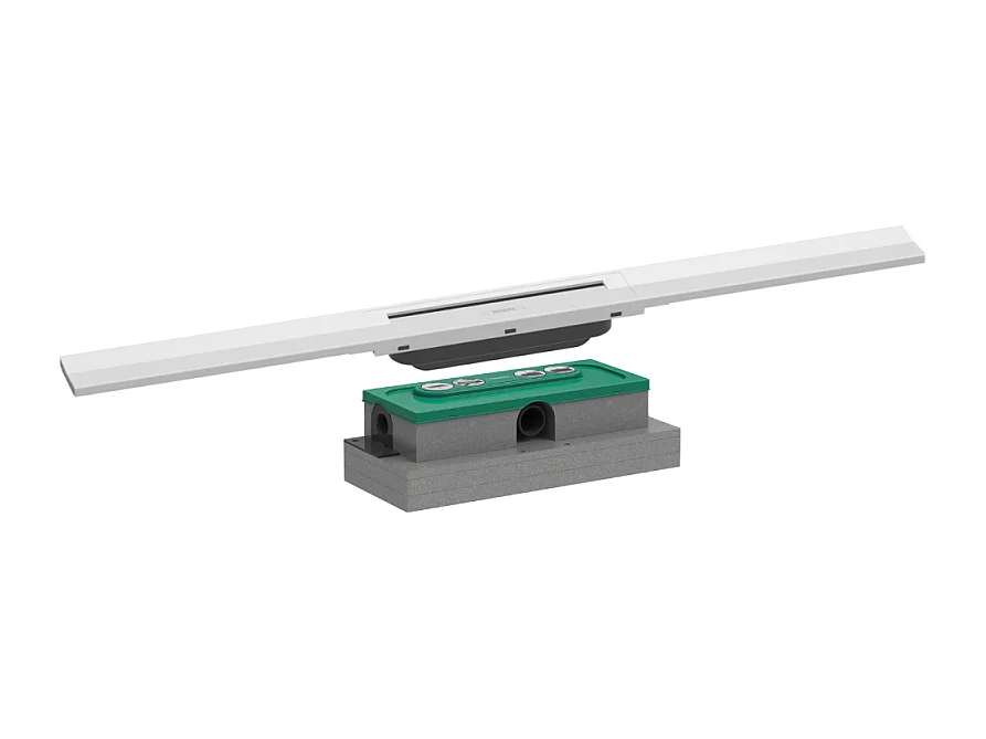 Caniveau de douche HANSGROHE RainDrain Flex 80 Blanc mat + Corps encastré à faible hauteur