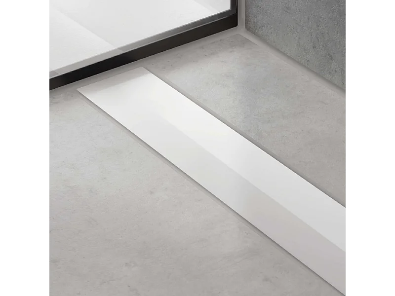 Caniveau de douche HANSGROHE RainDrain Flex 80 Blanc mat + Corps encastré à faible hauteur