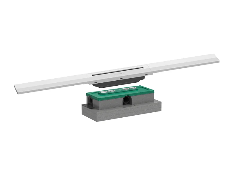 Caniveau de douche HANSGROHE RainDrain Flex 80 Blanc mat + Corps encastré à faible hauteur