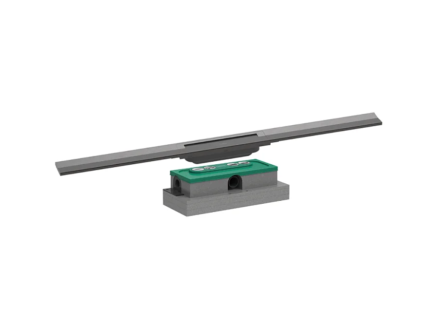 Caniveau de douche HANSGROHE RainDrain Flex 90 Noir chromé brossé + Corps encastré à faible hauteur