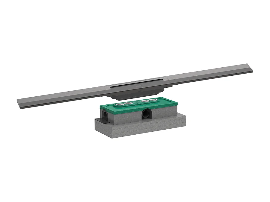 Caniveau de douche HANSGROHE RainDrain Flex 90 Noir chromé brossé + Corps encastré à faible hauteur