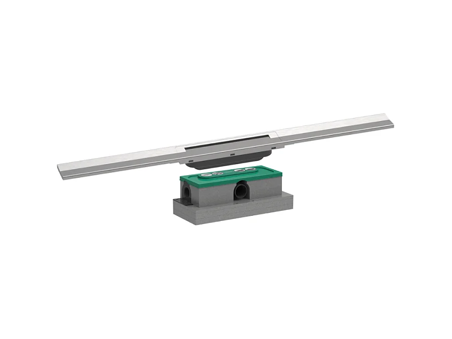 Caniveau de douche HANSGROHE RainDrain Flex 80 Acier inox brossé + Corps encastré standard