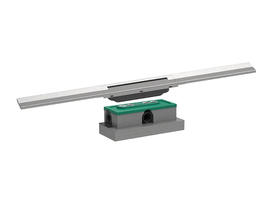 Caniveau de douche HANSGROHE RainDrain Flex 80 Acier inox brossé + Corps encastré standard