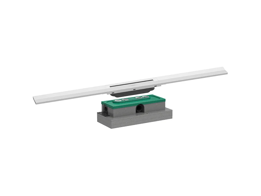 Caniveau de douche HANSGROHE RainDrain Flex 90 Blanc mat + Corps encastré à faible hauteur
