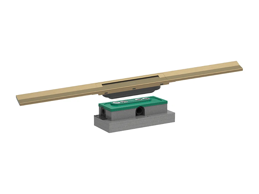 Caniveau de douche HANSGROHE RainDrain Flex 80 Bronze brossé + Corps encastré à faible hauteur