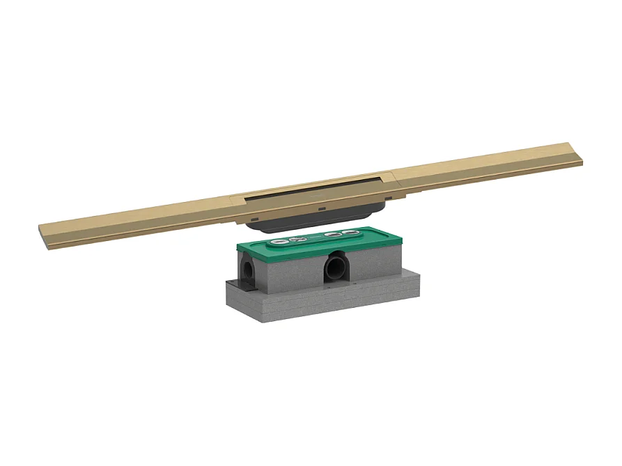 Caniveau de douche HANSGROHE RainDrain Flex 80 Bronze brossé + Corps encastré standard
