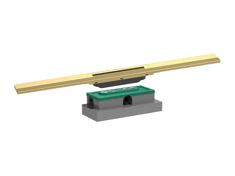 Caniveau de douche HANSGROHE RainDrain Flex 80 Aspect doré poli + Corps encastré à faible hauteur