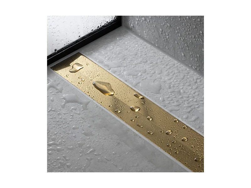 Caniveau de douche HANSGROHE RainDrain Flex 80 Aspect doré poli + Corps encastré à faible hauteur