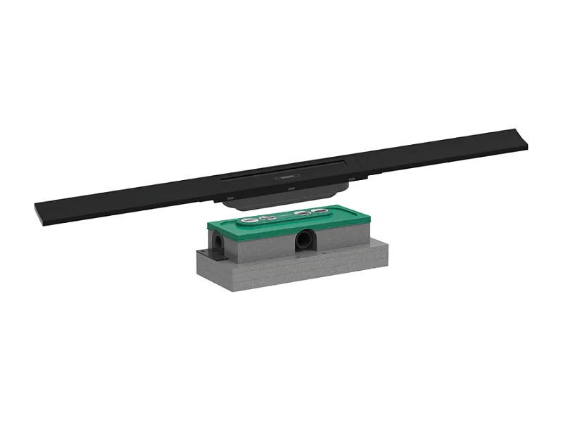 Caniveau de douche HANSGROHE RainDrain Flex 80 Noir mat + Corps encastré à faible hauteur