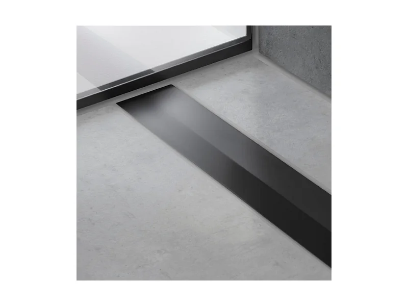 Caniveau de douche HANSGROHE RainDrain Flex 80 Noir mat + Corps encastré à faible hauteur