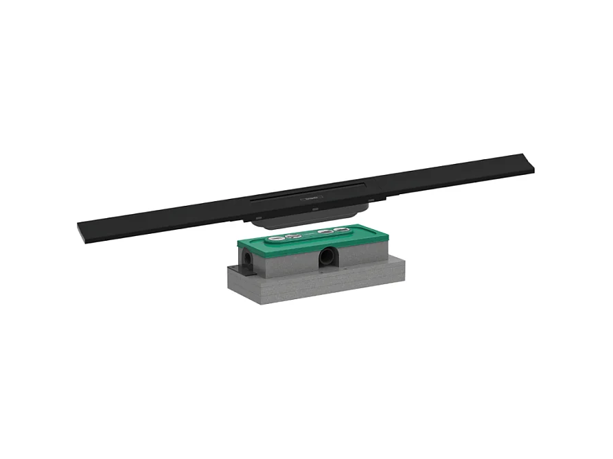 Caniveau de douche HANSGROHE RainDrain Flex 80 Noir mat + Corps encastré à faible hauteur