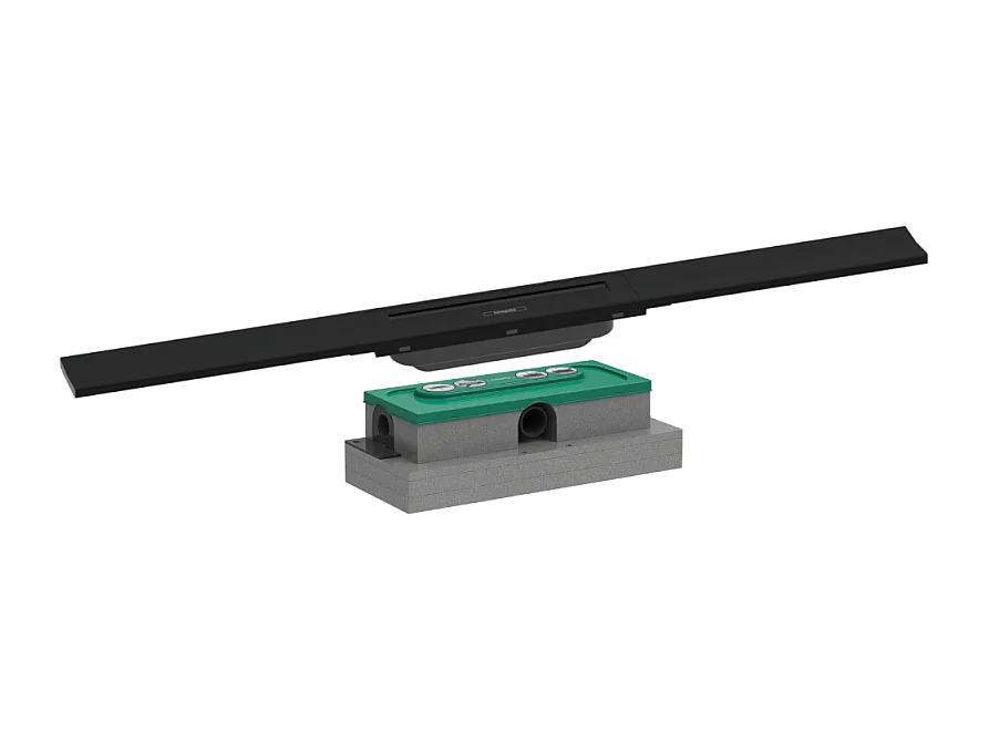 Caniveau de douche HANSGROHE RainDrain Flex 80 Noir mat + Corps encastré à faible hauteur