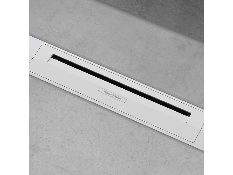 Caniveau de douche HANSGROHE RainDrain Flex 90 Blanc mat + Corps encastré standard