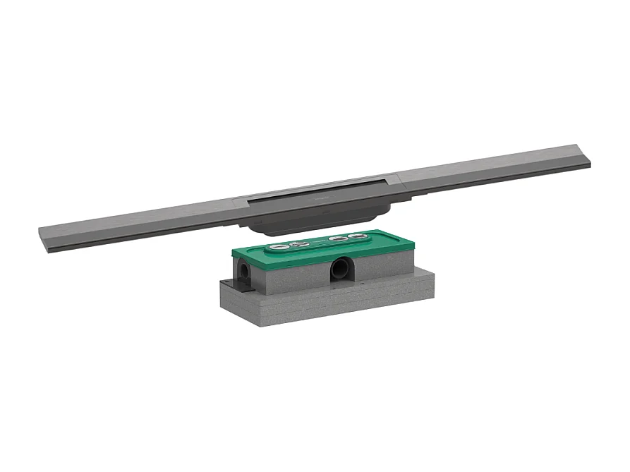 Caniveau de douche HANSGROHE RainDrain Flex 80 Noir chromé brossé + Corps encastré à faible hauteur