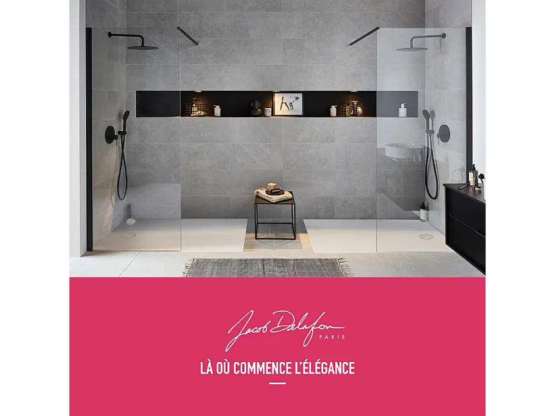 Barre de renfort horizontale JACOB DELAFON pour paroi de douche Contra noir mat
