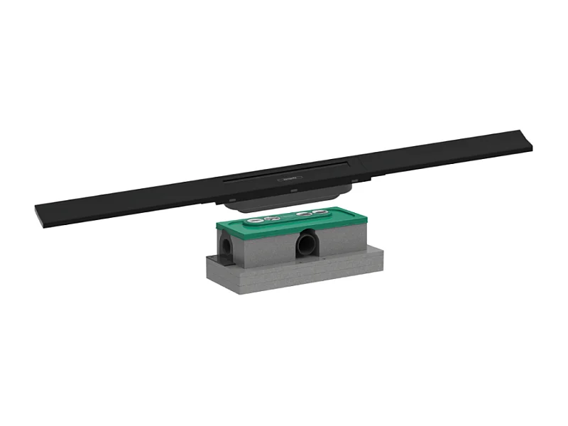 Caniveau de douche HANSGROHE RainDrain Flex 80 Noir mat + Corps encastré standard