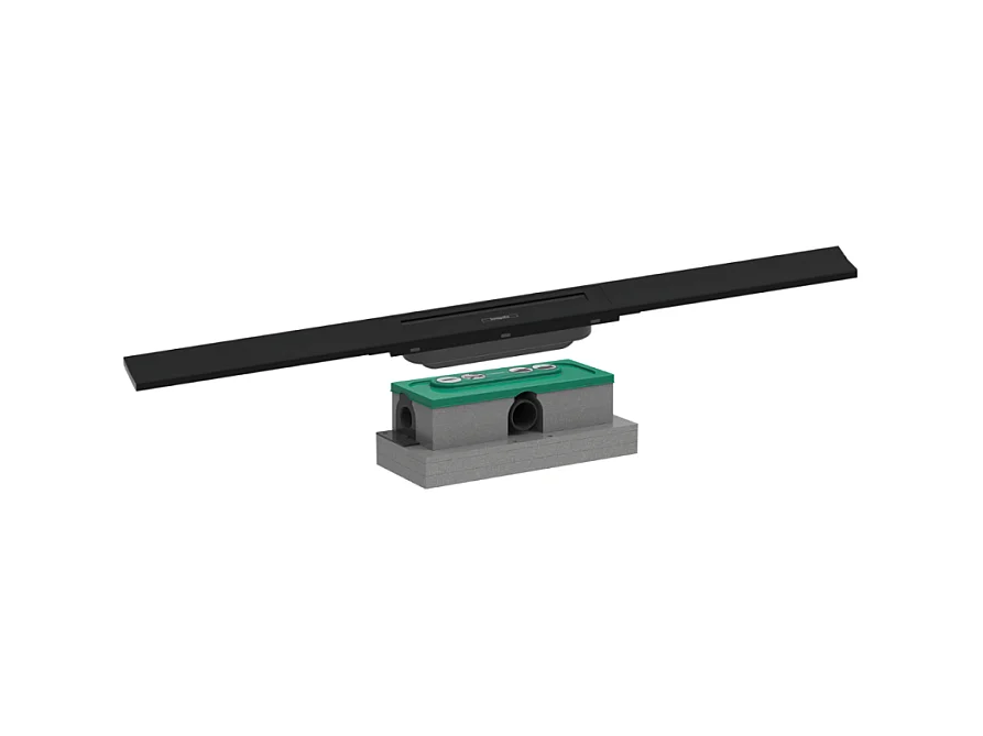 Caniveau de douche HANSGROHE RainDrain Flex 80 Noir mat + Corps encastré standard