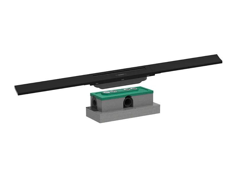 Caniveau de douche HANSGROHE RainDrain Flex 80 Noir mat + Corps encastré standard