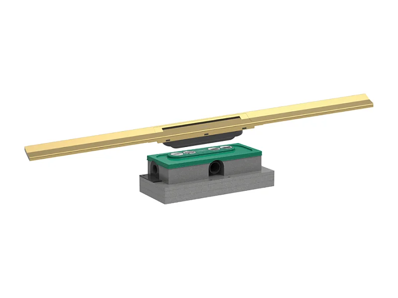 Caniveau de douche HANSGROHE RainDrain Flex 90 Aspect doré poli + Corps encastré à faible hauteur